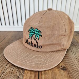 Weld Mfg Mahalo Hemp Organic Cotton Strapback Hat Cap Brown Palm Tree Dad Finger